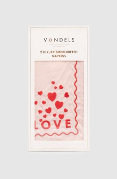 Набор розовых сервировочных салфеток LOVE с льном