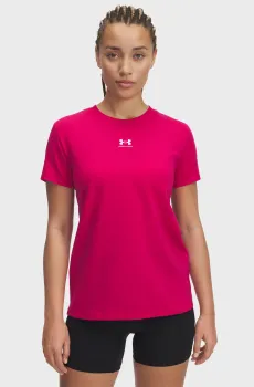Женская малиновая футболка UA Rival Core SS Малиновый XS Under Armour 1383648-681