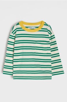 Бавовняна футболка в смужку - кремовий