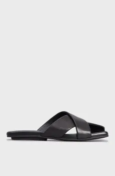 Женские черные кожаные слайдеры Aileen Черный 37 PRPY PRSLT5002W