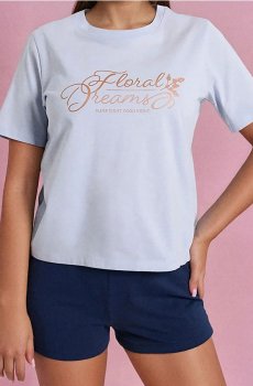 Двокомплектна бавовняна піжама - блакитний