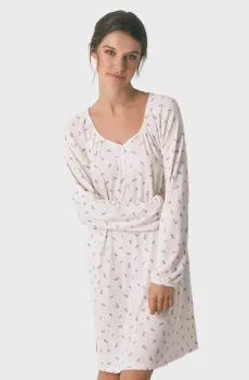 Женская белая ночная рубашка с узором Белый L womensecret 4442112