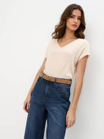 Mohito - Блузка з вмістом льону - бежевий - XXL Mohito - Блузка з вмістом льону - бежевий - XXL