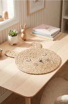 Плетена підставка на стіл із мотивом кролика - бежевий