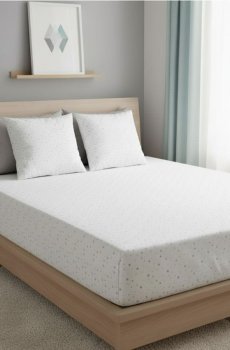 Простирадло на резинці з суцільним принтом зірок - темно-синій