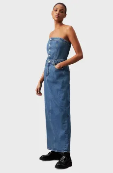 Женское синее джинсовое платье STRAPLE MAXI Синий S Calvin Klein Jeans J20J223742