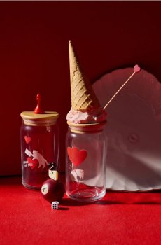 Чашки до Дня святого Валентина з кришкою та соломинкою 2 pack - різнобарвний