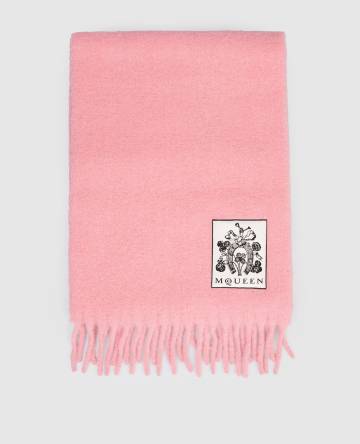 Розовый шарф с шерстью альпаки с нашивкой логотипа