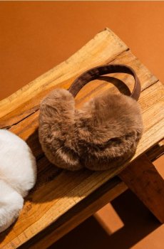 Теплі навушники - темно коричневий