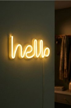 Неонова LED-лампа у формі напису hello - білий