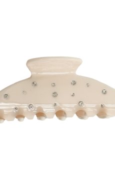 Заколка для волос Miso Краб, ракушка, молочная со стразами, 10 см, 1 шт (N054/10)