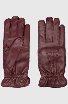 Бордовые кожаные перчатки