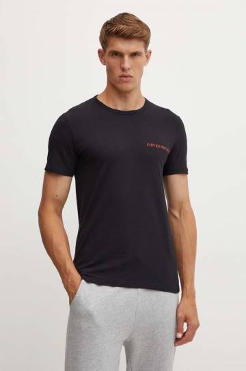 Футболка лаунж Emporio Armani Underwear 2 шт цвет чёрный с принтом 111267 4F717 Футболка лаунж Emporio Armani Underwear 2 шт цвет чёрный с принтом 111267 4F717