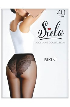 Колготки женские Siela Bikini с кружевными трусиками, 40 DEN, Daino, размер 2