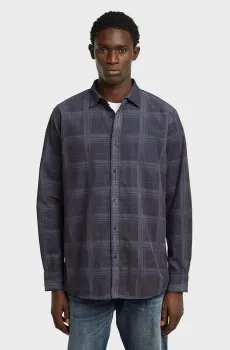 Мужская темно-синяя рубашка в клетку Clean Regular Shirt l/s Синий S G-Star RAW D25196,C436