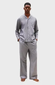 Мужская серая пижама с узором (рубашка, брюки) HERRINGBONE Серый S Tommy Hilfiger UM0UM03694