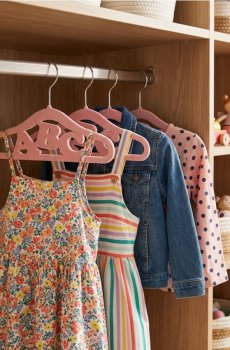 Дитячі вішалки з написом ABC 10 pack - пастельний рожевий