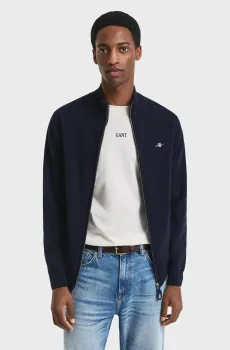 Мужской темно-синий шерстяной кардиган SUPERFINE LAMBSWOOL ZIP Синий XXL Gant 87214