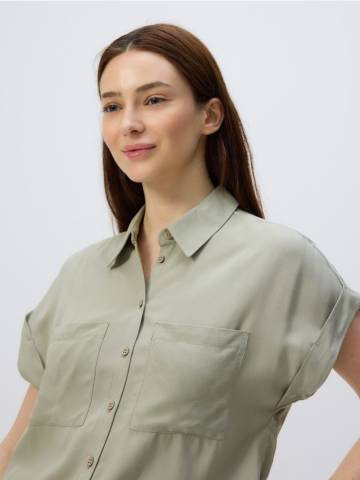 Reserved - Сорочка з коротким рукавом - світло-оливковий - VE095-81X