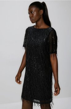 Reserved - Міні-сукня з блискітками - чорний - 944GA-99X