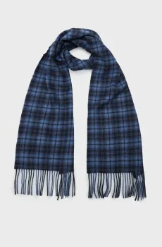 Мужской темно-синий шерстяной шарф в клетку CHECK WOVEN SCARF Синий ONESIZE Gant 9920212