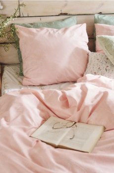 Комплект постільної білизни з квітами - пастельний рожевий