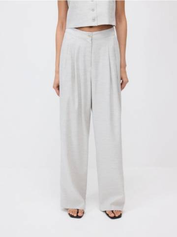 Reserved - Штани з льону та віскози - світло-сірий - 666AC-09M