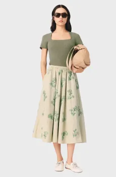 Женская бежевая юбка с узором Бежевый 40 MAJE MFPJU01615_Beige