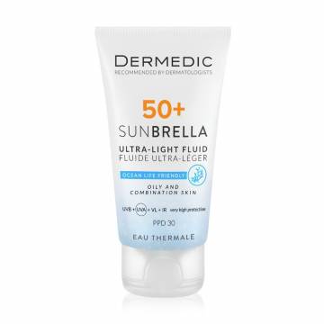 Ультралегкий солнцезащитный флюид Dermedic Sunbrella Ultra-Light Fluid, SPF 50+, для жирной и комбинированной кожи, 40 мл Ультралегкий солнцезащитный флюид Dermedic Sunbrella Ultra-Light Fluid, SPF 50+, для жирной и комбинированной кожи, 40 мл
