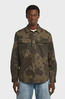 Мужская зеленая камуфляжная рубашка Cargo Pocket Зеленый S G-Star RAW D26942,E277