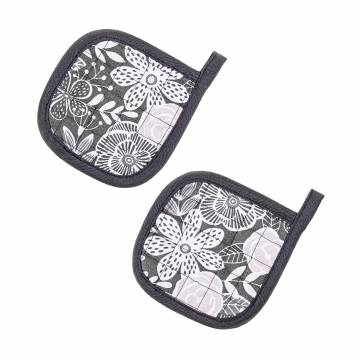 Набор кухонных прихваток Home Line Цветы, графитово-фрезовые, 15*15 см, 2 шт (177488)