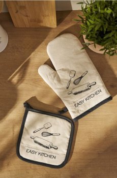 Кухонна рукавиця та прихватка - кремовий