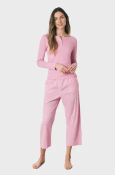Женская розовая пижама (лонгслив, брюки) Розовый L womensecret 3593037