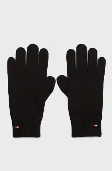 Женские черные перчатки ESSENTIAL FLAG GLOVES Черный ONESIZE Tommy Hilfiger AW0AW16435