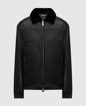 Черная кожаная куртка с мехом норки