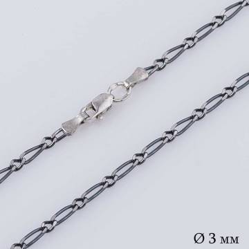 Серебряная черненая цепочка плетение Фигаро 1+1 10993 Серебряная черненая цепочка плетение Фигаро 1+1 10993