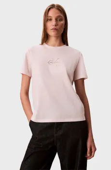 Женская пудровая футболка CLASSIC FOIL MONOLOGO Розовый S Calvin Klein Jeans LV047D873G
