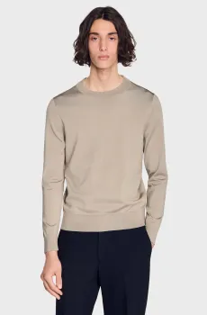 Мужской бежевый джемпер Бежевый M Sandro SHPTR00624_Light Taupe