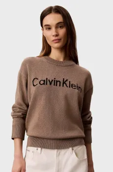 Женский коричневый свитер CONTRAST LOGO Коричневый L Calvin Klein Jeans LV044G313G