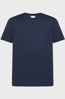 Мужская темно-синяя футболка EMBROIDERED Синий S Gant 2003368