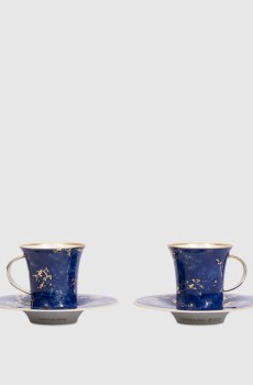 Набор фарфоровых чашек для кофе с блюдцами в принт