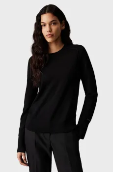 Женский черный шерстяной джемпер MERINO WOOL CREW NECK Черный S Calvin Klein K20K207575