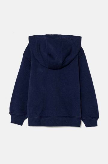 Детская хлопковая кофта United Colors of Benetton цвет синий с капюшоном узор 3J68G5034 Детская хлопковая кофта United Colors of Benetton цвет синий с капюшоном узор 3J68G5034