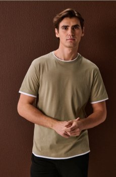 Бавовняна футболка basic - блідо-зелений