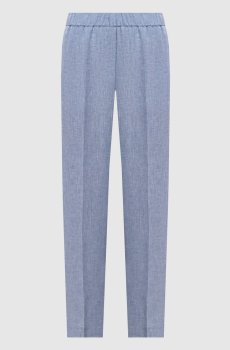 Голубые брюки из льна