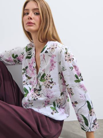 Mohito - Блузка з вмістом льону - білий - 34