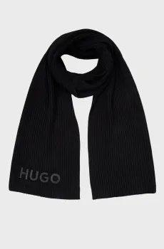 Мужской черный шерстяной шарф Черный ONESIZE HUGO 50500517;001