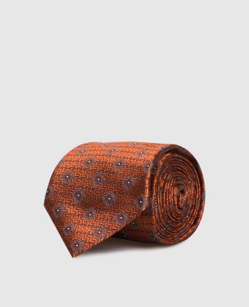 Оранжевый галстук из шелка в узор