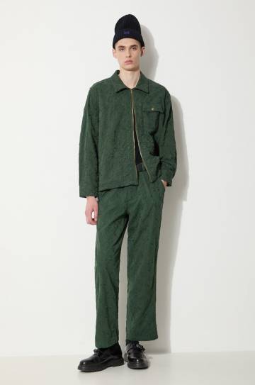 Хлопковые брюки Corridor Floral Embroidered Trouser цвет зелёный прямые TR0076 Хлопковые брюки Corridor Floral Embroidered Trouser цвет зелёный прямые TR0076