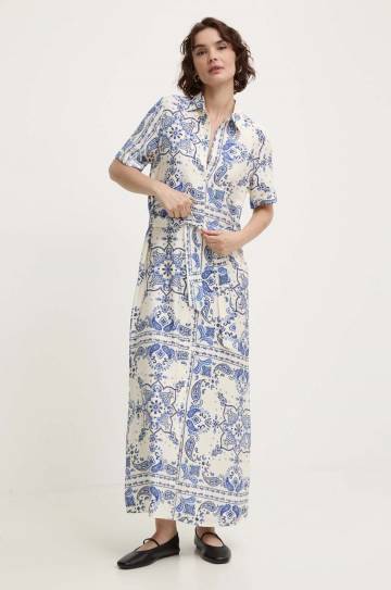 Платье Answear Lab цвет белый maxi расклешённая Платье Answear Lab цвет белый maxi расклешённая